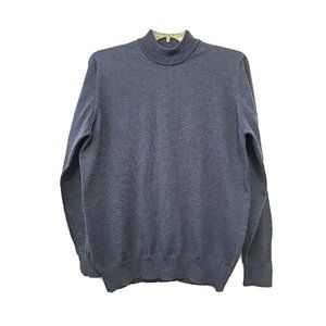 Joseph & Lyman Men's Superfine Merino Wool Sweater Mock‎ Neck Large Blue